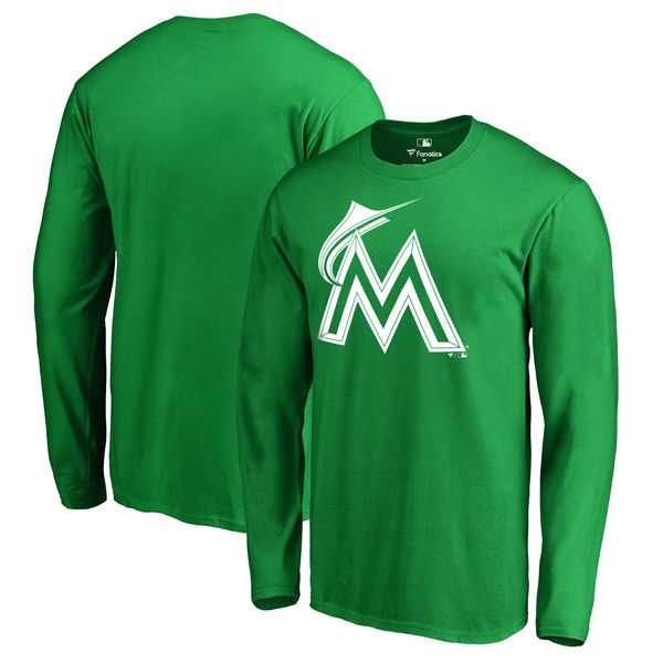 Men's Miami Marlins Fanatics Branded Kelly Green St. Patrick's Day White Logo Long Sleeve T-Shirt,We sell and wholesale Men's Miami Marlins Fanatics Branded Kelly Green St. Patrick's Day White Logo Long Sleeve T-Shirt on line form chian!